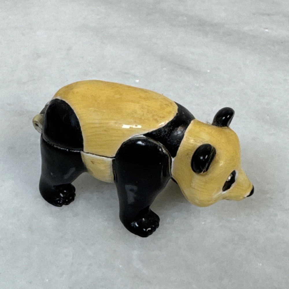 Vintage Monet Enamel Trinket Box Panda Figurine 2" Long 1.5" Tall Figure
